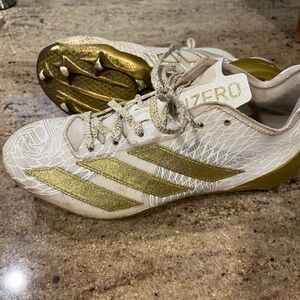 Adidas Adizero Electric Speed Exotic White and Gold Football Cleats Men Size 8.5